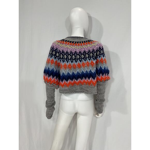 Free People Grey 'Home For The Holidays' Pullover Size S - Picture 3 of 5